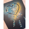 Toile Attrape Rêves Coeur - turquoise et doré