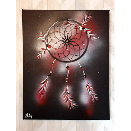 Toile Attrape Rêves Rond - Rouge