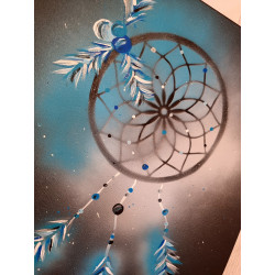 Toile Attrape Rêves Rond - bleu