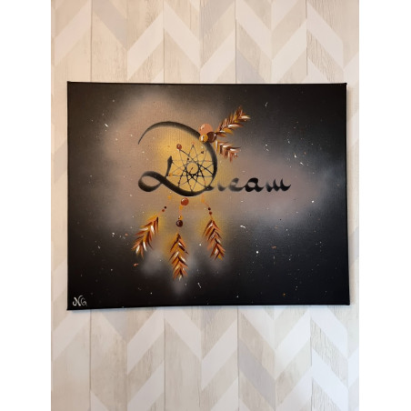 Toile Attrape Rêves Dream - doré et marron