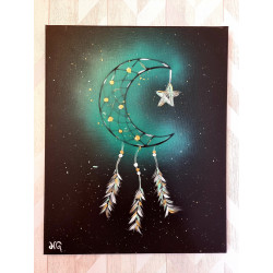 Toile Attrape Rêves Lune -...
