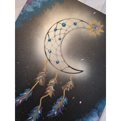 Toile Attrape Rêves Lune - doré