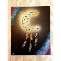 Toile Attrape Rêves Lune -...